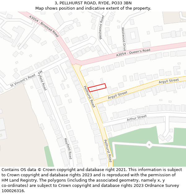 3, PELLHURST ROAD, RYDE, PO33 3BN: Location map and indicative extent of plot