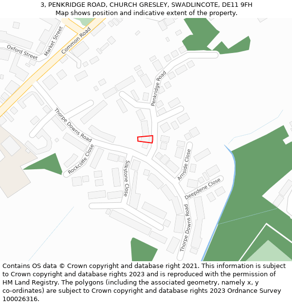 3, PENKRIDGE ROAD, CHURCH GRESLEY, SWADLINCOTE, DE11 9FH: Location map and indicative extent of plot