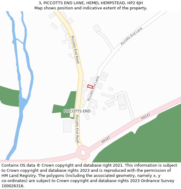 3, PICCOTTS END LANE, HEMEL HEMPSTEAD, HP2 6JH: Location map and indicative extent of plot