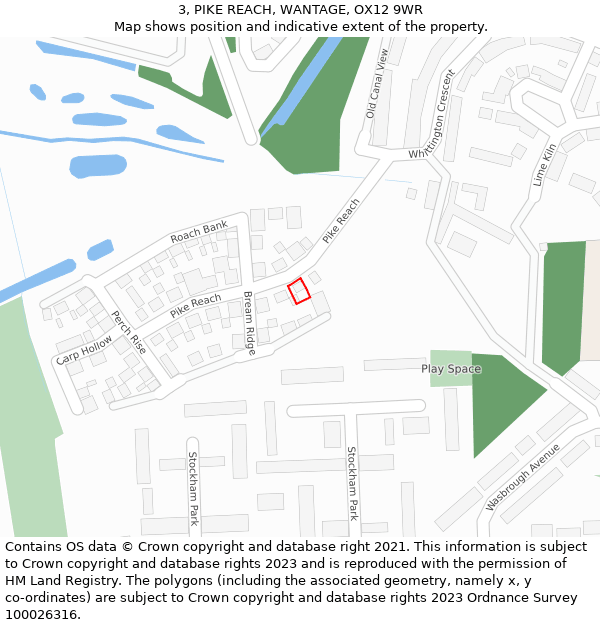 3, PIKE REACH, WANTAGE, OX12 9WR: Location map and indicative extent of plot