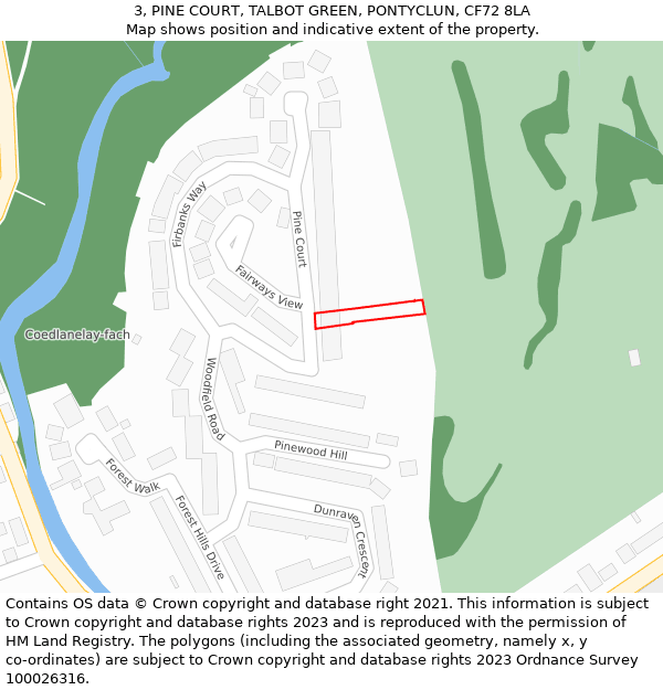 3, PINE COURT, TALBOT GREEN, PONTYCLUN, CF72 8LA: Location map and indicative extent of plot