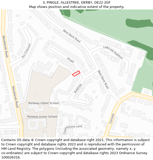 3, PINGLE, ALLESTREE, DERBY, DE22 2GF: Location map and indicative extent of plot