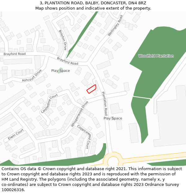 3, PLANTATION ROAD, BALBY, DONCASTER, DN4 8RZ: Location map and indicative extent of plot