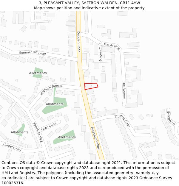 3, PLEASANT VALLEY, SAFFRON WALDEN, CB11 4AW: Location map and indicative extent of plot