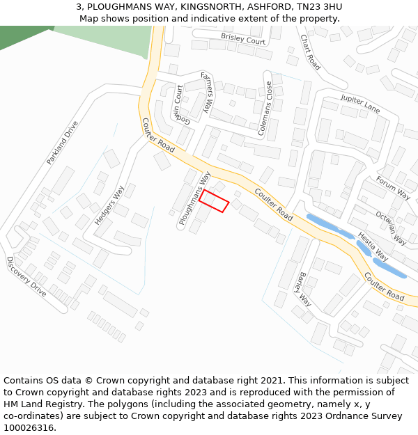 3, PLOUGHMANS WAY, KINGSNORTH, ASHFORD, TN23 3HU: Location map and indicative extent of plot