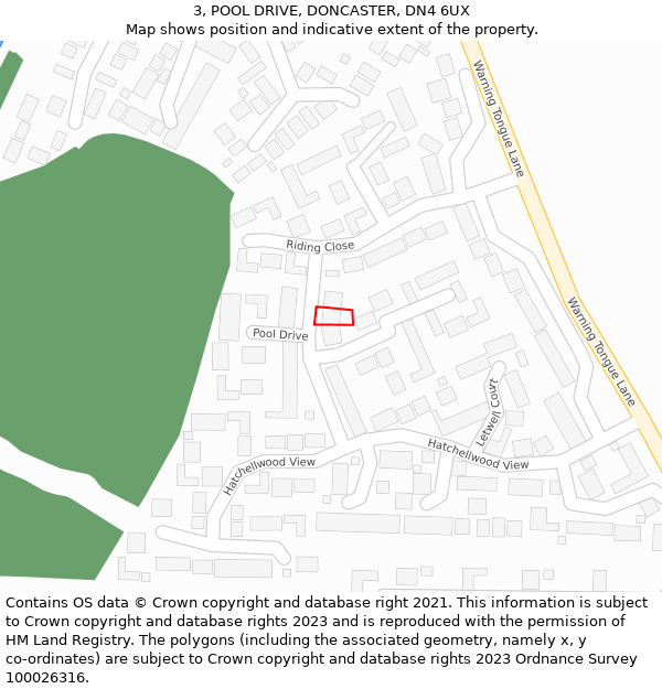 3, POOL DRIVE, DONCASTER, DN4 6UX: Location map and indicative extent of plot