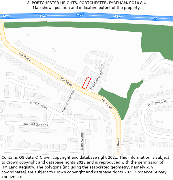 3, PORTCHESTER HEIGHTS, PORTCHESTER, FAREHAM, PO16 8JU: Location map and indicative extent of plot