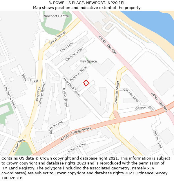 3, POWELLS PLACE, NEWPORT, NP20 1EL: Location map and indicative extent of plot
