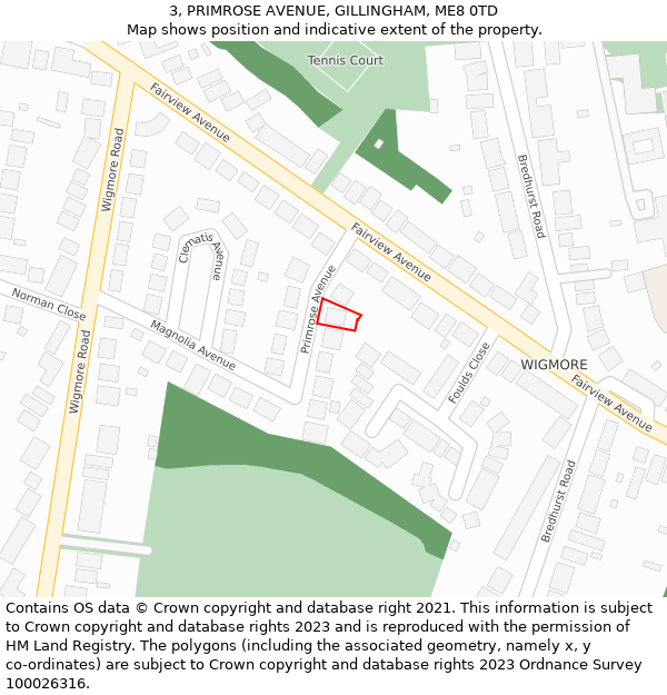 3, PRIMROSE AVENUE, GILLINGHAM, ME8 0TD: Location map and indicative extent of plot