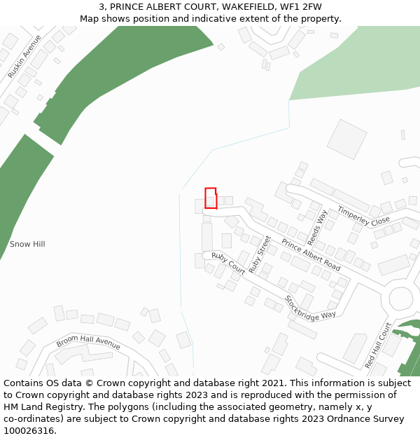 3, PRINCE ALBERT COURT, WAKEFIELD, WF1 2FW: Location map and indicative extent of plot