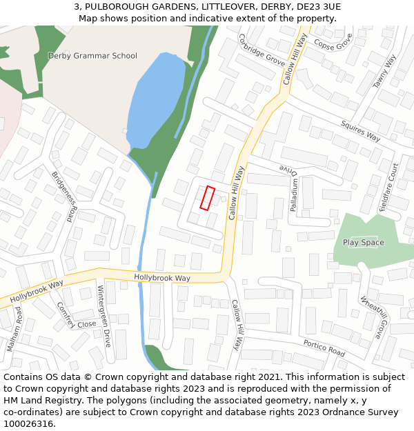 3, PULBOROUGH GARDENS, LITTLEOVER, DERBY, DE23 3UE: Location map and indicative extent of plot