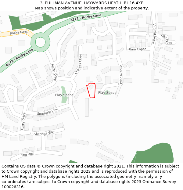 3, PULLMAN AVENUE, HAYWARDS HEATH, RH16 4XB: Location map and indicative extent of plot