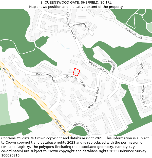 3, QUEENSWOOD GATE, SHEFFIELD, S6 1RL: Location map and indicative extent of plot
