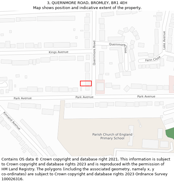 3, QUERNMORE ROAD, BROMLEY, BR1 4EH: Location map and indicative extent of plot