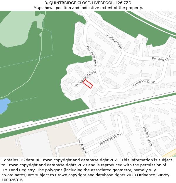 3, QUINTBRIDGE CLOSE, LIVERPOOL, L26 7ZD: Location map and indicative extent of plot