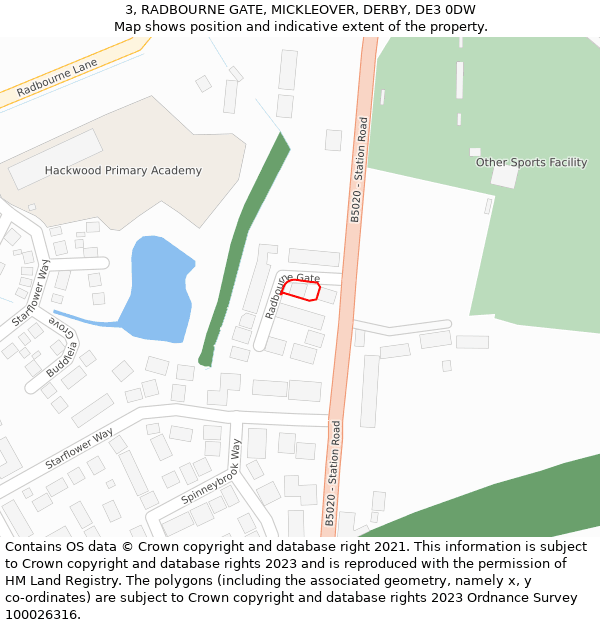 3, RADBOURNE GATE, MICKLEOVER, DERBY, DE3 0DW: Location map and indicative extent of plot
