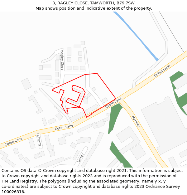 3, RAGLEY CLOSE, TAMWORTH, B79 7SW: Location map and indicative extent of plot