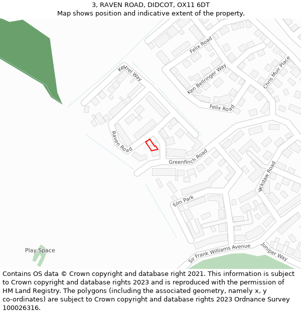 3, RAVEN ROAD, DIDCOT, OX11 6DT: Location map and indicative extent of plot