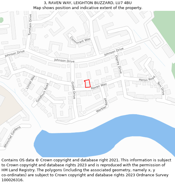 3, RAVEN WAY, LEIGHTON BUZZARD, LU7 4BU: Location map and indicative extent of plot