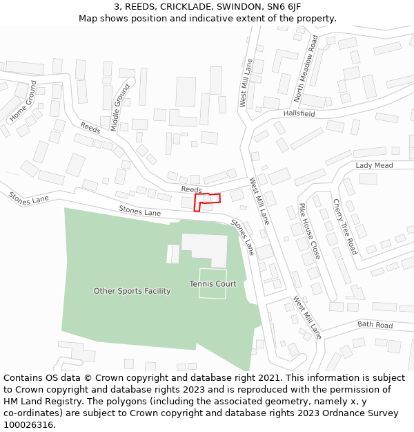 3, REEDS, CRICKLADE, SWINDON, SN6 6JF: Location map and indicative extent of plot