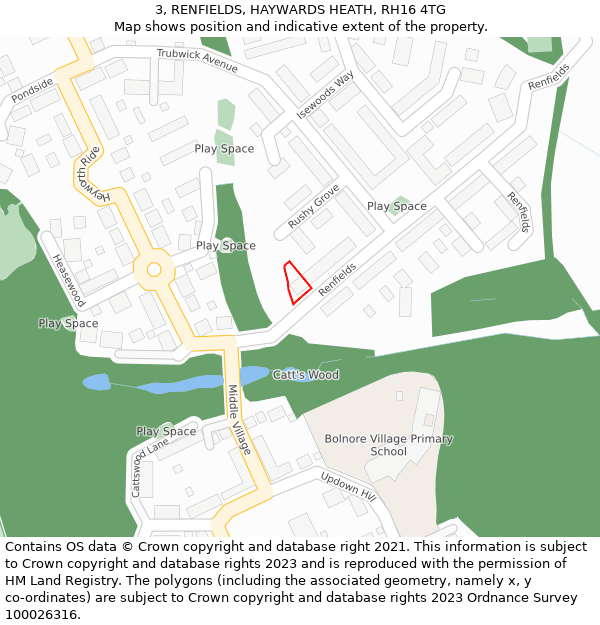 3, RENFIELDS, HAYWARDS HEATH, RH16 4TG: Location map and indicative extent of plot