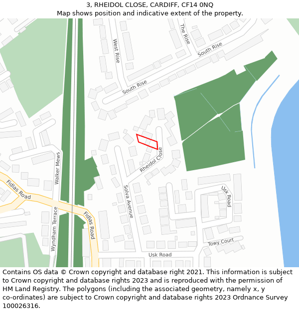 3, RHEIDOL CLOSE, CARDIFF, CF14 0NQ: Location map and indicative extent of plot