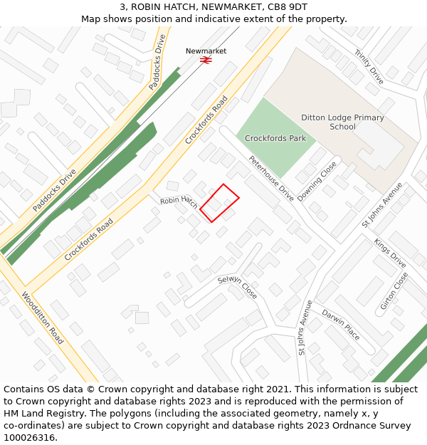 3, ROBIN HATCH, NEWMARKET, CB8 9DT: Location map and indicative extent of plot