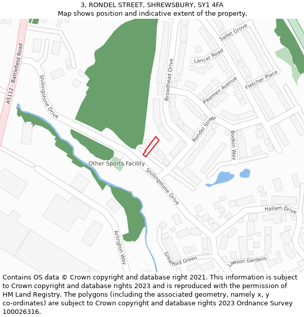 3, RONDEL STREET, SHREWSBURY, SY1 4FA: Location map and indicative extent of plot