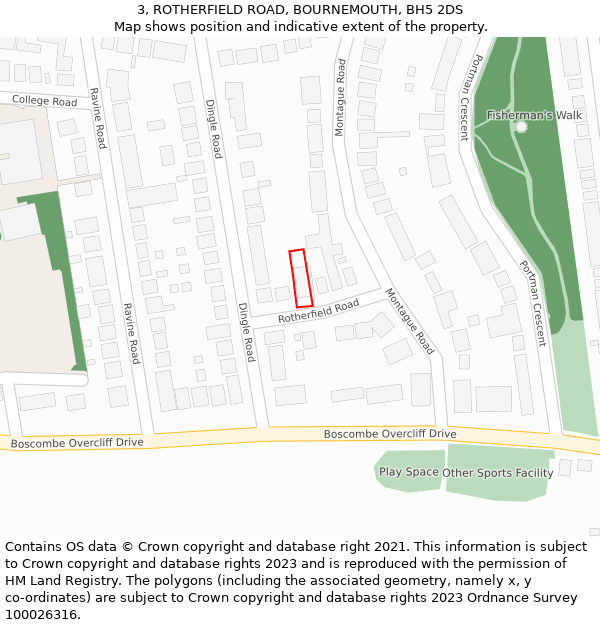 3, ROTHERFIELD ROAD, BOURNEMOUTH, BH5 2DS: Location map and indicative extent of plot