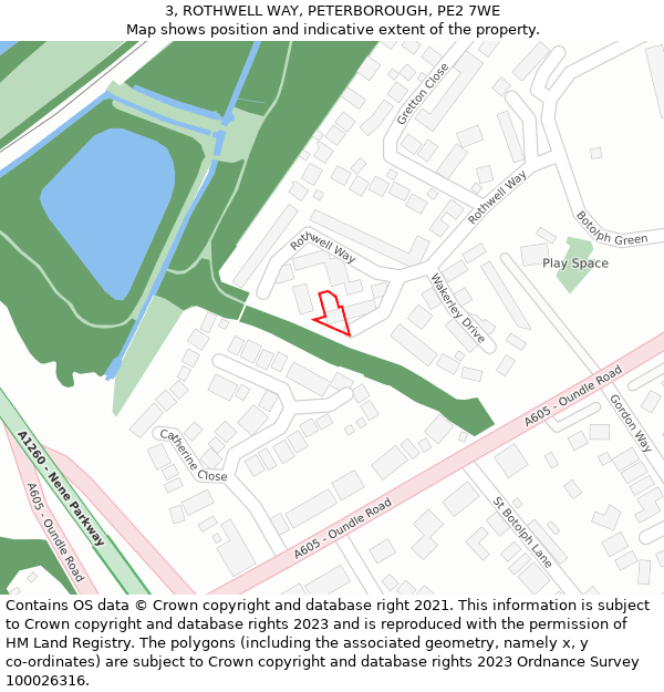 3, ROTHWELL WAY, PETERBOROUGH, PE2 7WE: Location map and indicative extent of plot