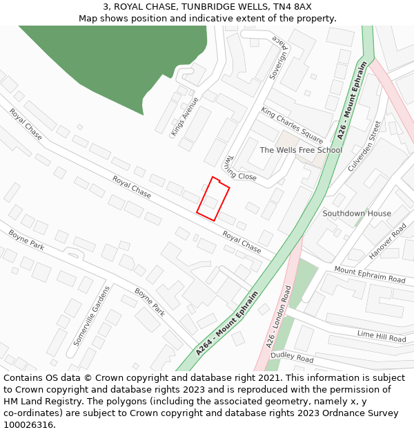 3, ROYAL CHASE, TUNBRIDGE WELLS, TN4 8AX: Location map and indicative extent of plot