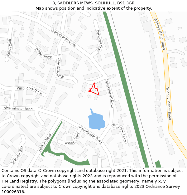 3, SADDLERS MEWS, SOLIHULL, B91 3GR: Location map and indicative extent of plot