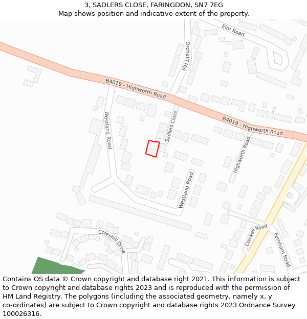 3, SADLERS CLOSE, FARINGDON, SN7 7EG: Location map and indicative extent of plot
