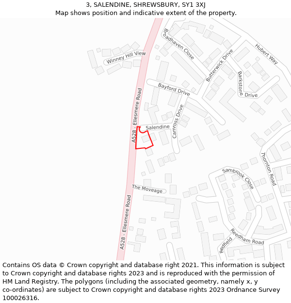 3, SALENDINE, SHREWSBURY, SY1 3XJ: Location map and indicative extent of plot