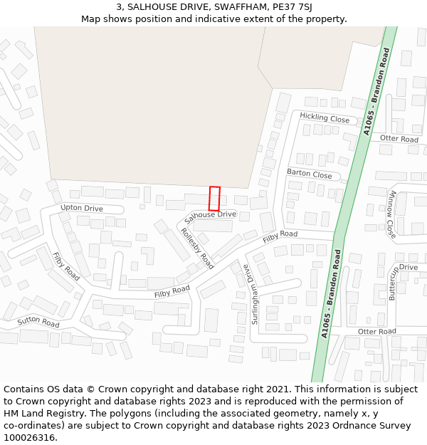 3, SALHOUSE DRIVE, SWAFFHAM, PE37 7SJ: Location map and indicative extent of plot