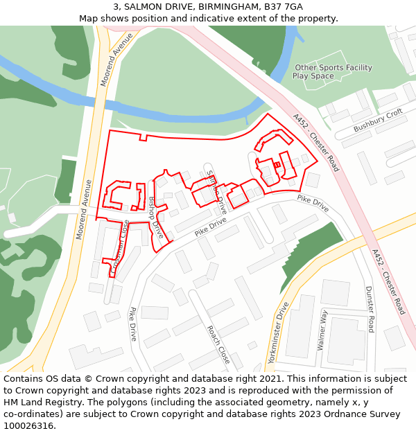 3, SALMON DRIVE, BIRMINGHAM, B37 7GA: Location map and indicative extent of plot