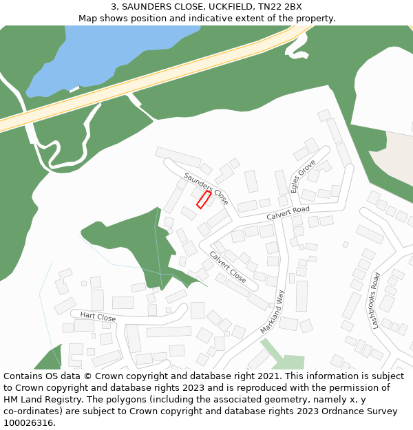 3, SAUNDERS CLOSE, UCKFIELD, TN22 2BX: Location map and indicative extent of plot