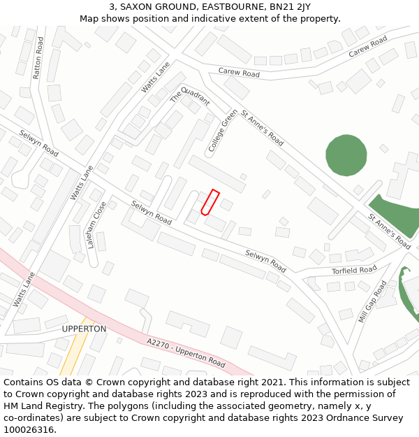 3, SAXON GROUND, EASTBOURNE, BN21 2JY: Location map and indicative extent of plot