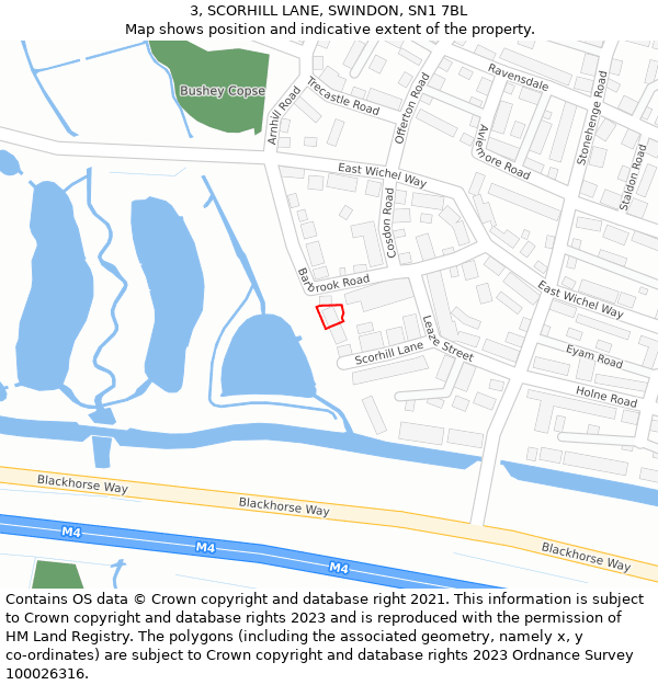 3, SCORHILL LANE, SWINDON, SN1 7BL: Location map and indicative extent of plot
