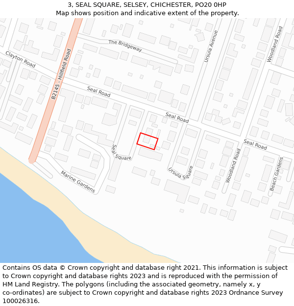 3, SEAL SQUARE, SELSEY, CHICHESTER, PO20 0HP: Location map and indicative extent of plot