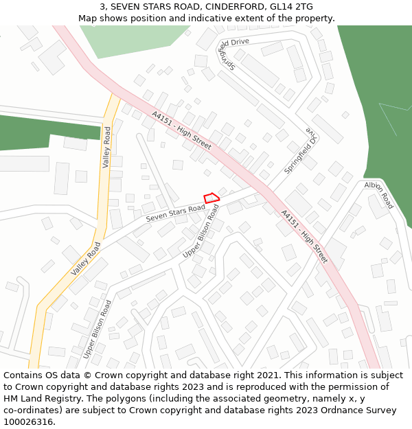 3, SEVEN STARS ROAD, CINDERFORD, GL14 2TG: Location map and indicative extent of plot