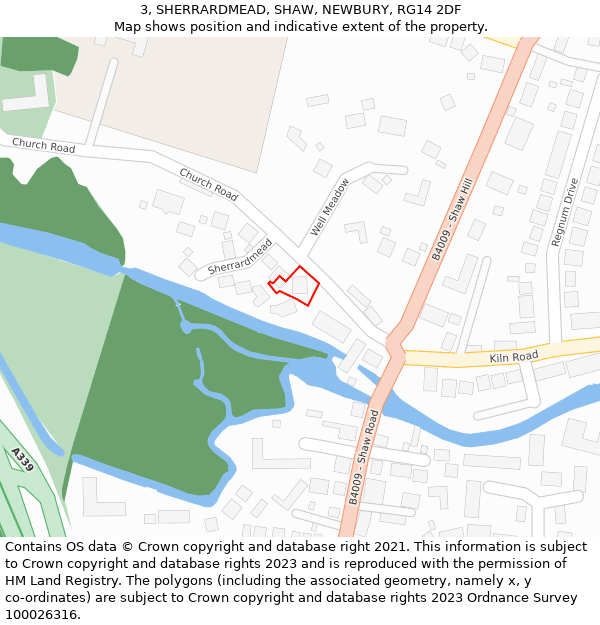 3, SHERRARDMEAD, SHAW, NEWBURY, RG14 2DF: Location map and indicative extent of plot