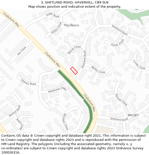 3, SHETLAND ROAD, HAVERHILL, CB9 0LN: Location map and indicative extent of plot