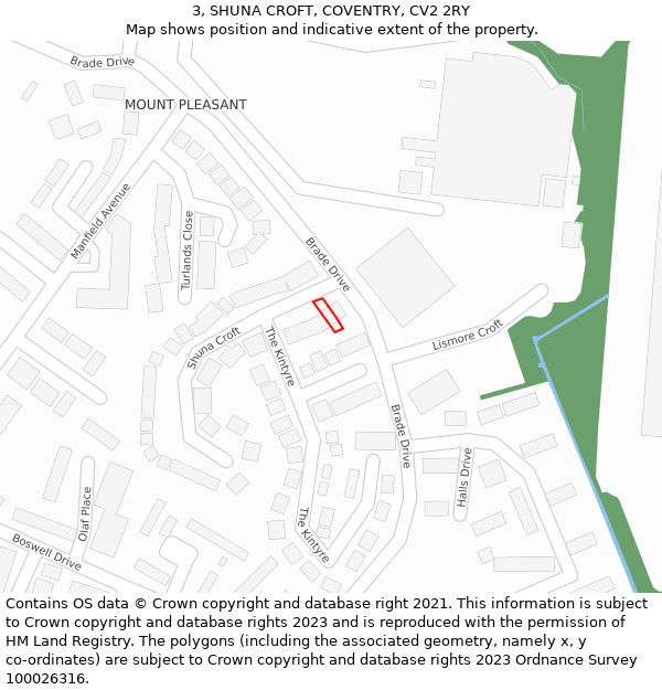 3, SHUNA CROFT, COVENTRY, CV2 2RY: Location map and indicative extent of plot