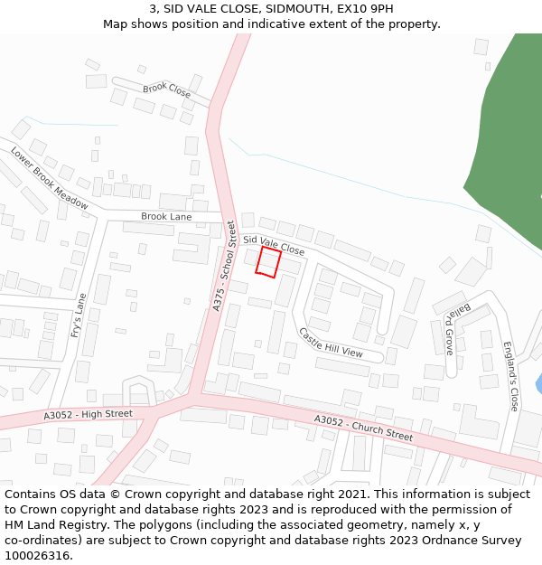 3, SID VALE CLOSE, SIDMOUTH, EX10 9PH: Location map and indicative extent of plot