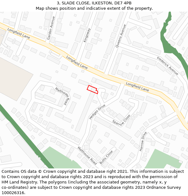 3, SLADE CLOSE, ILKESTON, DE7 4PB: Location map and indicative extent of plot