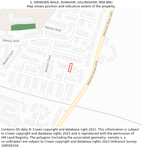 3, SMARDEN WALK, RAINHAM, GILLINGHAM, ME8 8NU: Location map and indicative extent of plot