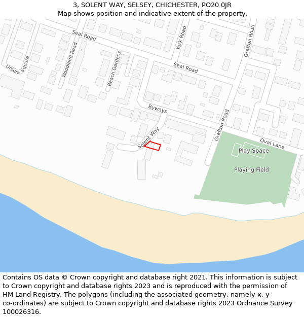 3, SOLENT WAY, SELSEY, CHICHESTER, PO20 0JR: Location map and indicative extent of plot