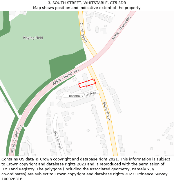 3, SOUTH STREET, WHITSTABLE, CT5 3DR: Location map and indicative extent of plot