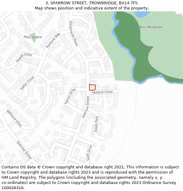 3, SPARROW STREET, TROWBRIDGE, BA14 7FS: Location map and indicative extent of plot